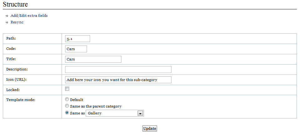 Category template